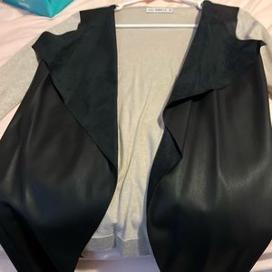 Zara blazer style cardigan knit and faux leather